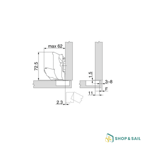 CLIP top BLUMOTION ouverture 155° encombrement 0 Blum 4 CLIP top BLUMOTION ouverture 155° encombrement 0 Blum 4