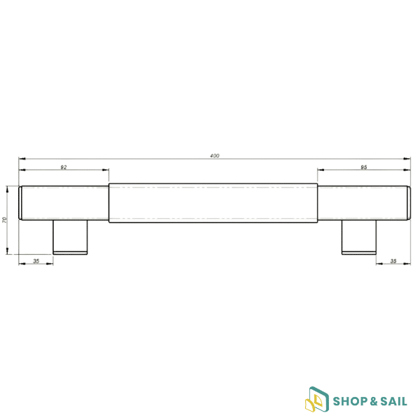 Main courante descente escalier gainée cuir 40 cm_dim Main courante descente escalier gainée cuir 40 cm_dim