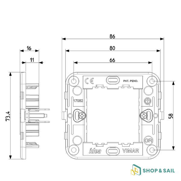 Dimensions support 2 modules réduits vimar Dimensions support 2 modules réduits vimar