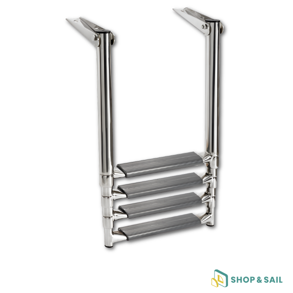 Echelle télescop.plate-forme tubes ovals 4 marches